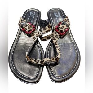 Donald J Pliner Glory Toe Ring Sandal in Cheetah Print Size 11